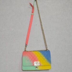 Unbranded Rainbow Ombre Jelly Crossbody Bag Womens Medium Multicolor Gold Chain